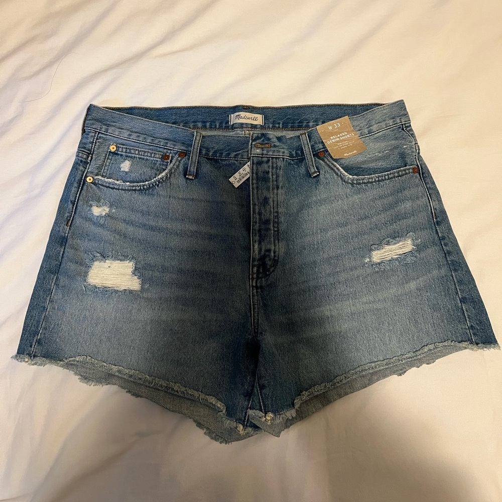 Madewell Distressed Blue Denim Jean Shorts